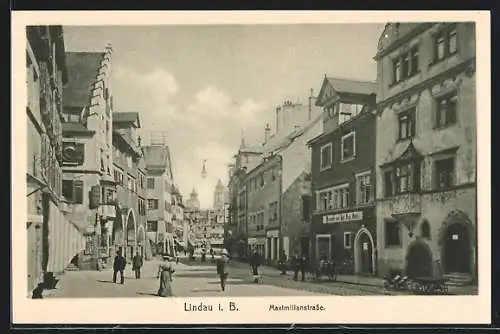 AK Lindau i. B., Maximilianstrasse mit Gasthaus