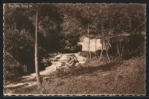 AK Scheidegg /Bayr. Allgäu, Wasserfall bei der Ruhmühle