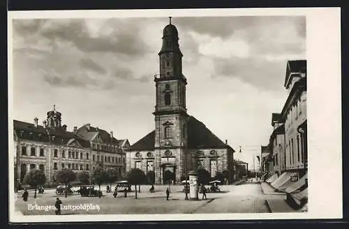 AK Erlangen, Luitpoldplatz mit Kirche
