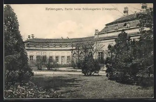 AK Erlangen, Partie beim Schlossgarten mit Orangerie