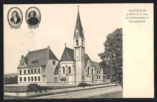 AK Herzogenaurach, Gedächtniskirche Unserer lieben Frau am Liebfrauenhaus, Portraits von Agnes u.l Karl Weiner