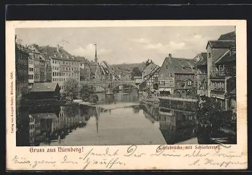 AK Nürnberg, Carlsbrücke mit Schleifersteg