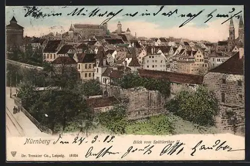 AK Nürnberg, Blick vom Spittlertor auf den Ort