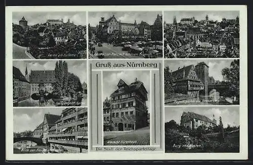 AK Nürnberg, Partie am Hallertor, Platz mit schönem Brunnen und Markt, Henkersteg, Albrecht Dürerhaus