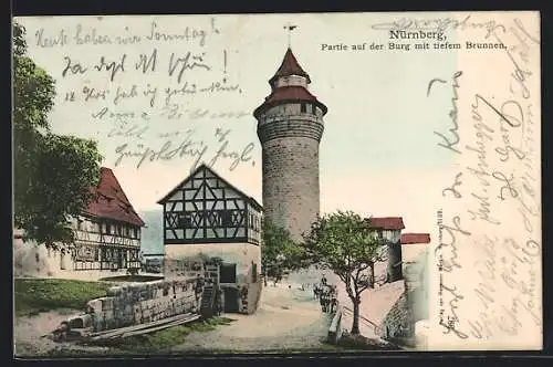 AK Nürnberg, Partie auf der Burg mit tiefem Brunnen