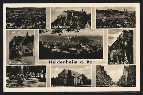 AK Heidenheim a. Bz., Schloss Hellenstein, Strasse, Kinderbrunnen