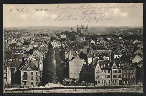 AK Worms, Totalansicht mit Dom