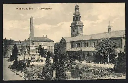 AK Worms, Denkmal am Ludwigsplatz