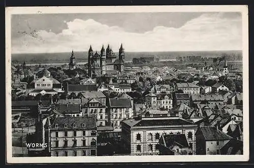 AK Worms, Ortsansicht aus der Vogelschau