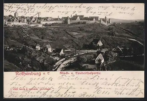 AK Rothenburg o. T., Stadtblick und Tauberthalpartie
