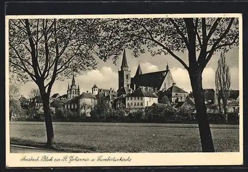 AK Ansbach, Blick auf St. Johannis-und Gumbertuskirche