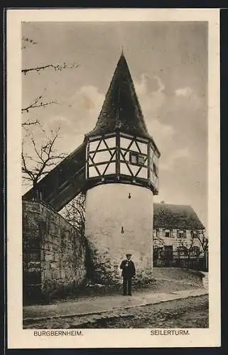 AK Burgbernheim, Anwohner vor dem Seilerturm