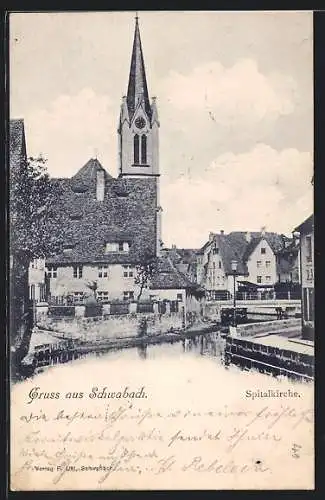 AK Schwabach, Die Spitalkirche am Fluss