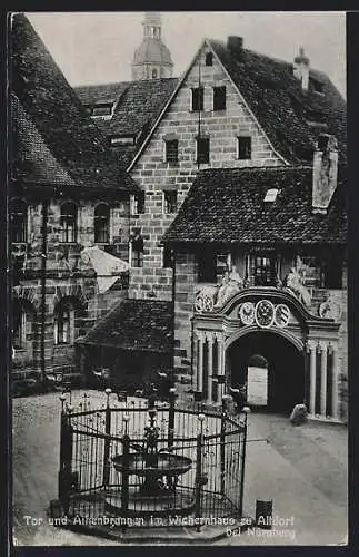 AK Altdorf bei Nürnberg, Tor und Athenbrunnen im Wichernhaus