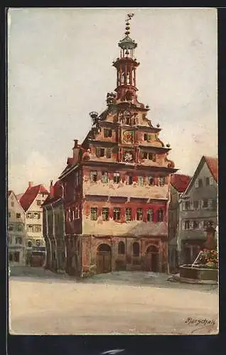 Künstler-AK Esslingen a. Neckar, Das alte Rathaus