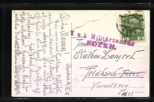 AK Meran /Südtirol, Teilansicht mit Kirche