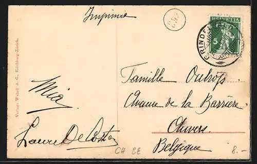 AK Grindelwald, Grindelwaldnerhaus mit Wetterhorn