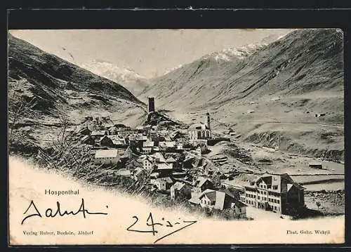 AK Hospenthal, Teilansicht mit Bergen