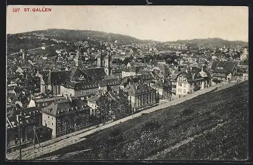 AK St. Gallen, Teilansicht mit Kirche