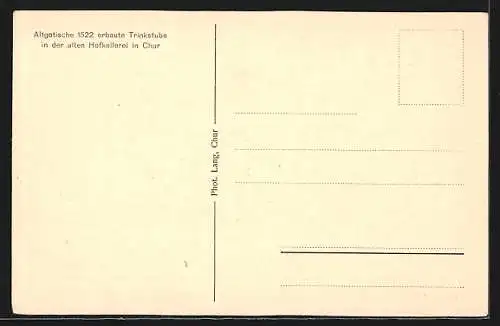 AK Chur, Gasthaus alte Hofkellerei, Altgotische 1522 erbaute Trinkstube, Innenansicht