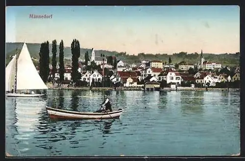 AK Männedorf, Teilansicht mit Booten