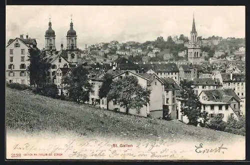 AK St. Gallen, Teilansicht mit Kirche