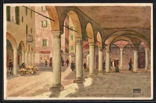 Künstler-AK Lugano Vecchio, Via Pessina