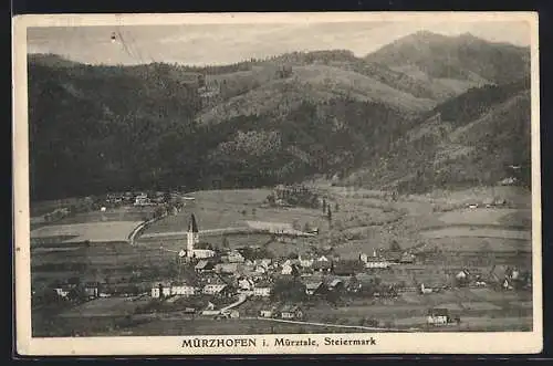 AK Mürzhofen im Mürztale, Ortsansicht mit Kirche