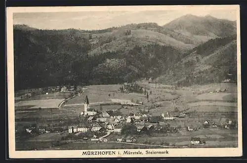 AK Mürzhofen im Mürztale, Ortsansicht mit Kirche