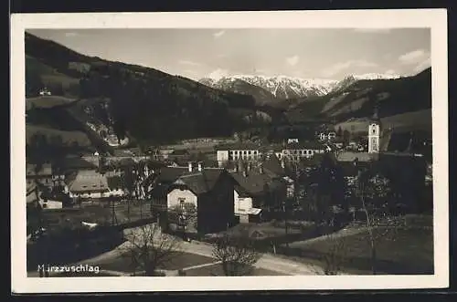 AK Mürzzuschlag, Ortsansicht aus der Vogelschau