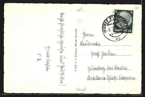 AK Wr.-Neustadt, Teilansicht mit Kirche und Strassenpartie