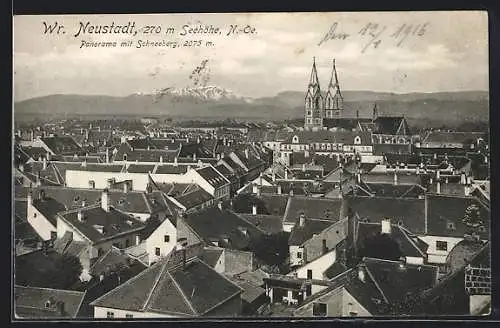 AK Wiener Neustadt, Panorama mit Schneeberg, Kirche