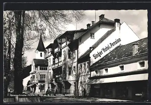 AK Pernitz /N.-Oe., Hotel Singer mit Strassenpartie
