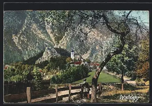 AK Waldegg an der Piesting, Ortsansicht mit Kirche