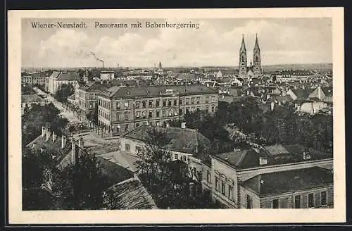 AK Wiener-Neustadt, Panorama mit Strasse Babenbergerring