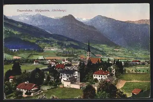 AK Hofgastein /Tauernbahn, Panorama mit Kirche