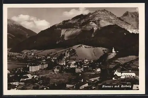 AK Eisenerz, Ortsansicht mit dem Erzberg