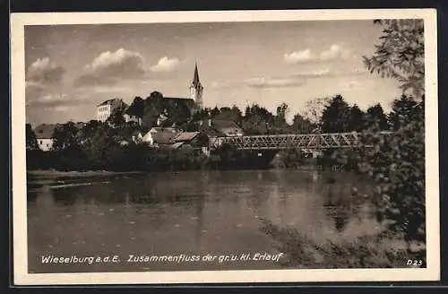 AK Wieselburg a. d. E., Zusammenfluss der gr. u. kl. Erlauf