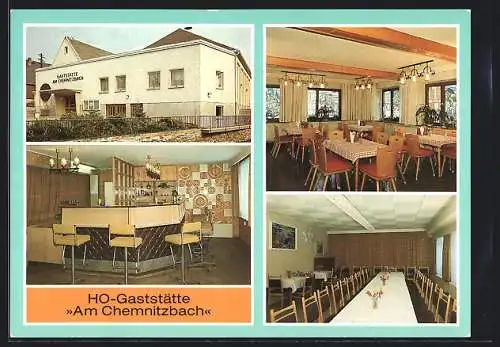 AK Dorfchemnitz /Brand-Erbisdorf, HO-Gaststätte Am Chemnitzbach, mit Innenansichten