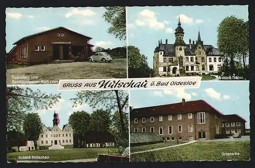 AK Nütschau, Gaststätte von Kurt Iden, Schloss Tralau, Schloss Nütschau, Ortspartie