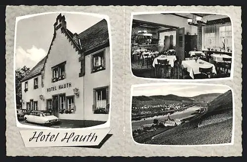 AK Wehlen /Mosel, Das Hotel Hauth mit Speisesaal, Ortsansicht