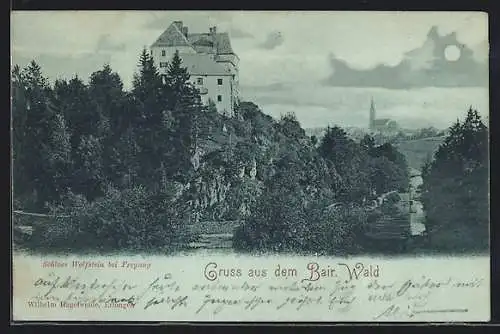 Mondschein-AK Freyung /Bair. Wald, Das Schloss Wolfstein