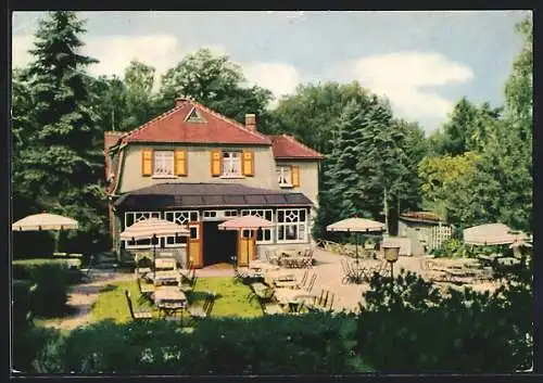 AK Zwickau, Gaststätte Zur Waldschänke mit Aussenbereich, Königswalder Strasse 12