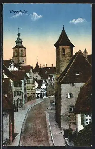 AK Crailsheim, Strassenansicht mit alten Häusern