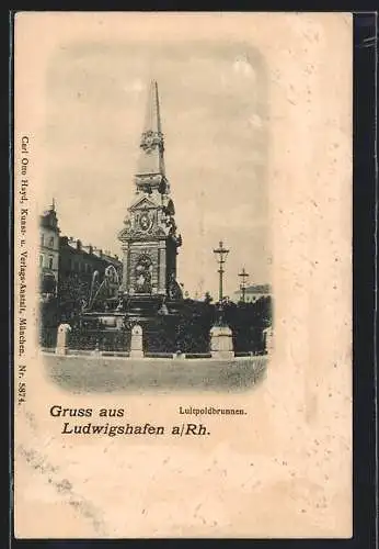 AK Ludwigshafen a. Rh., Blick auf den Luitpoldbrunnen