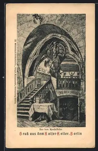 Künstler-AK Berlin, Gasthaus Kaiser-Keller, Apostelkeller