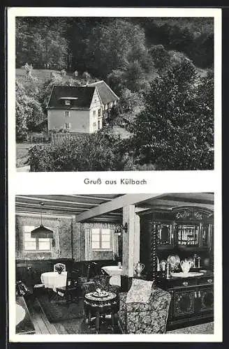 AK Külbach, Pension Bursch, Aussen- und Innenansicht