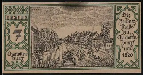 Notgeld Berlin 1921, 50 Pfennig, Berliner Strasse in Charlottenburg um 1820, Berliner Bär