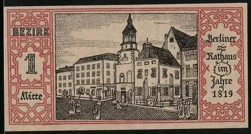 Notgeld Berlin 1921, 50 Pfennig, Berliner Rathaus im Jahre 1819, Berliner Bär