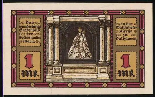 Notgeld Dalhausen 1921, 1 Mark, Gottesmutter Maria in der Wallfahrtskirche zu Dalhausen
